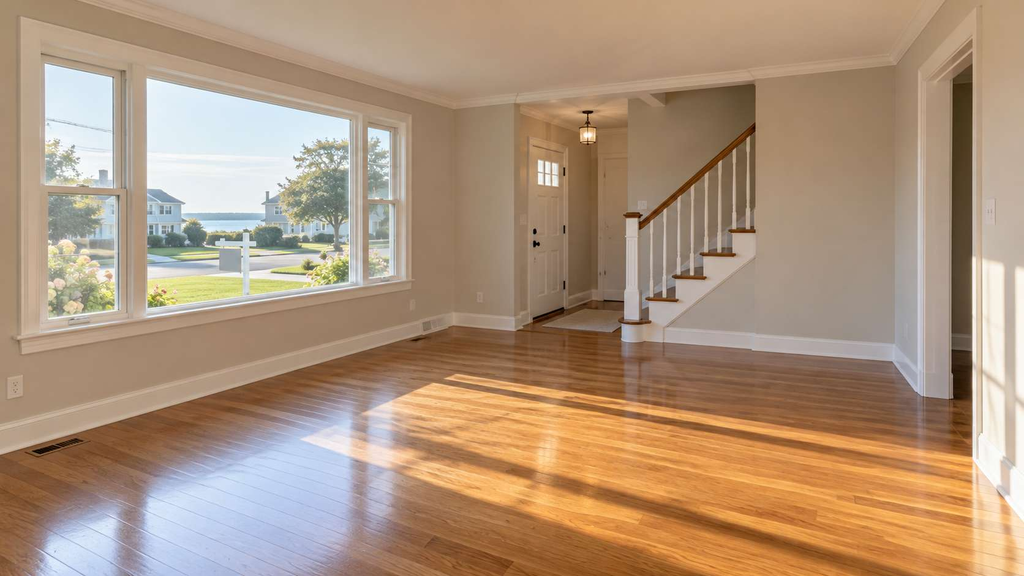 Empty living room ready for listing after a Jersey Shore estate cleanout